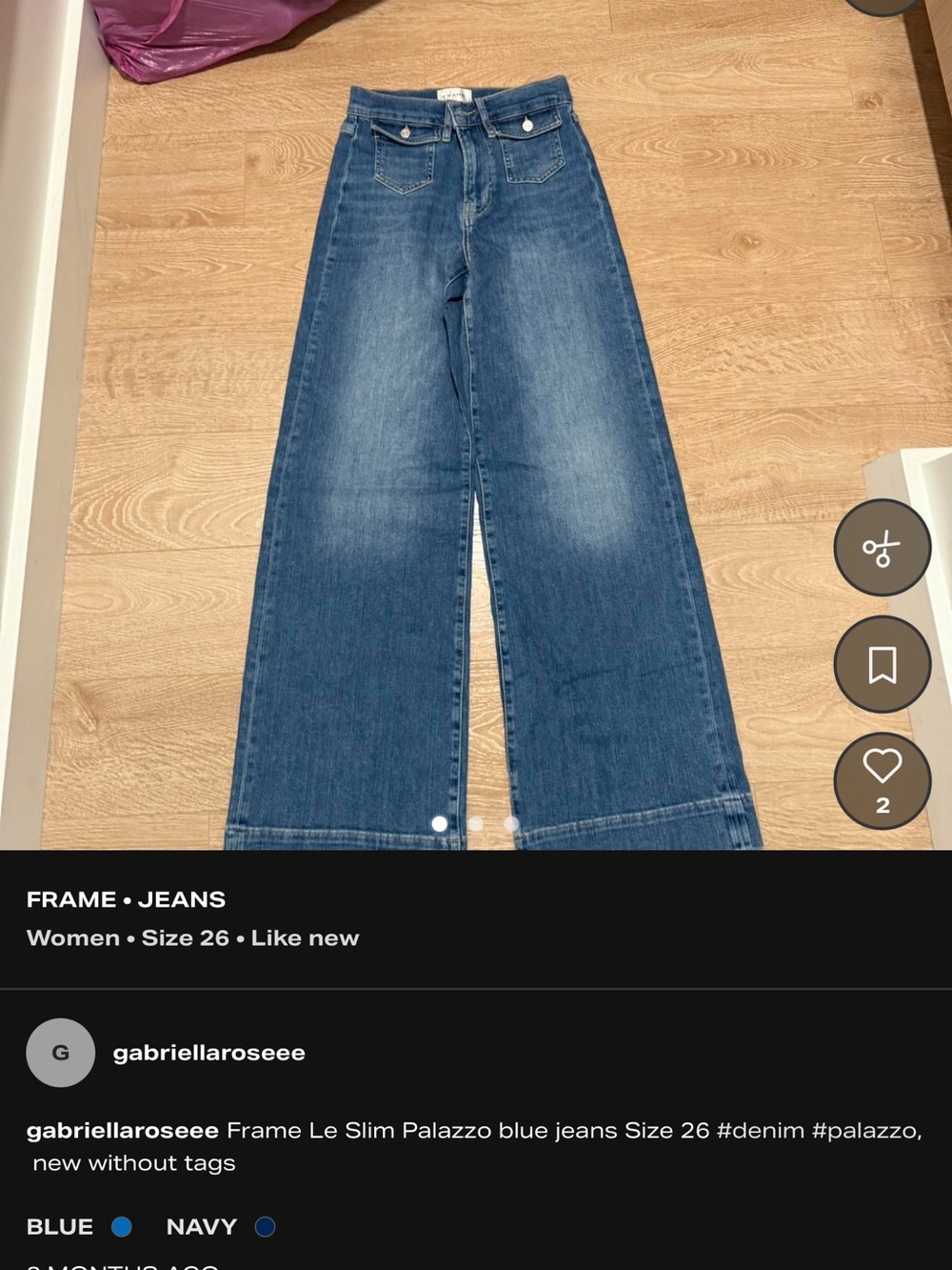 Frame Denim Wide-Leg Palazzo Jeans in Blue